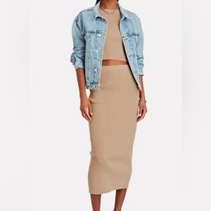 Intermix ribbed Bennie skirt and Elsie crop top